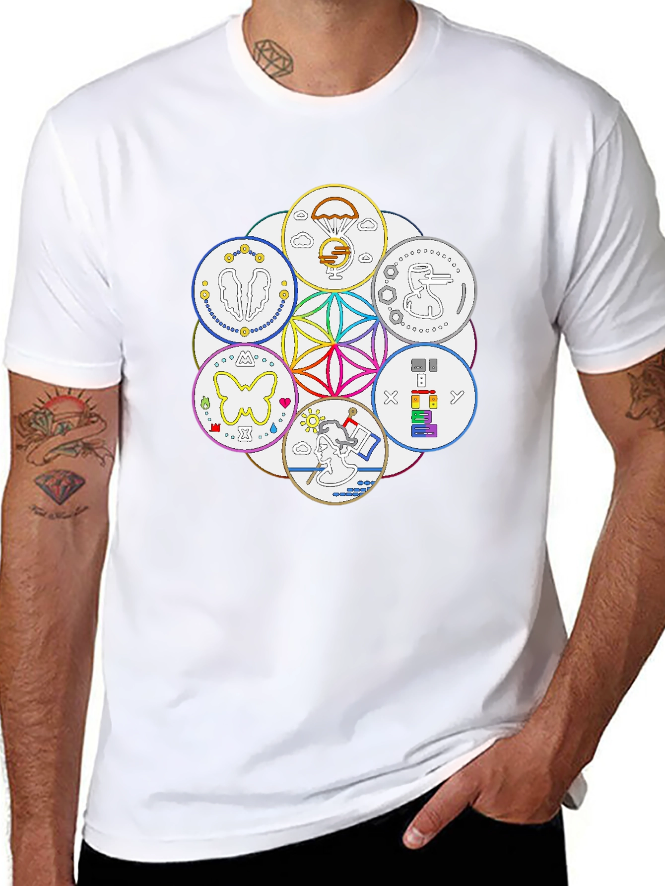 Unique Symbol Circle Graphic Tee - Black