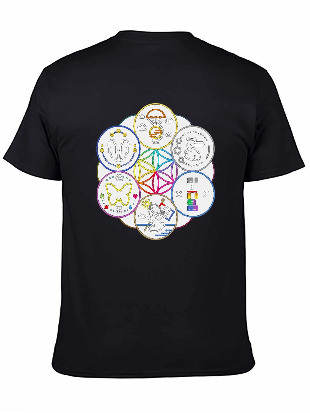 Unique Symbol Circle Graphic Tee - Black