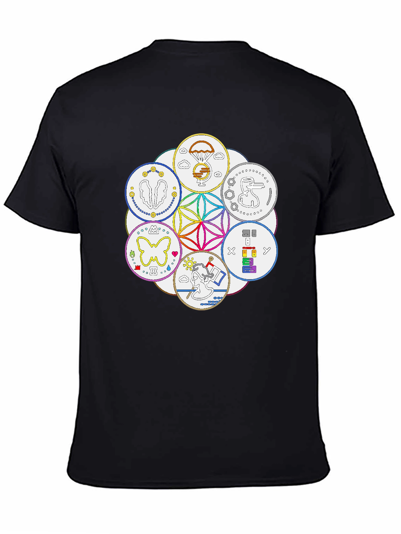 Unique Symbol Circle Graphic Tee - Black