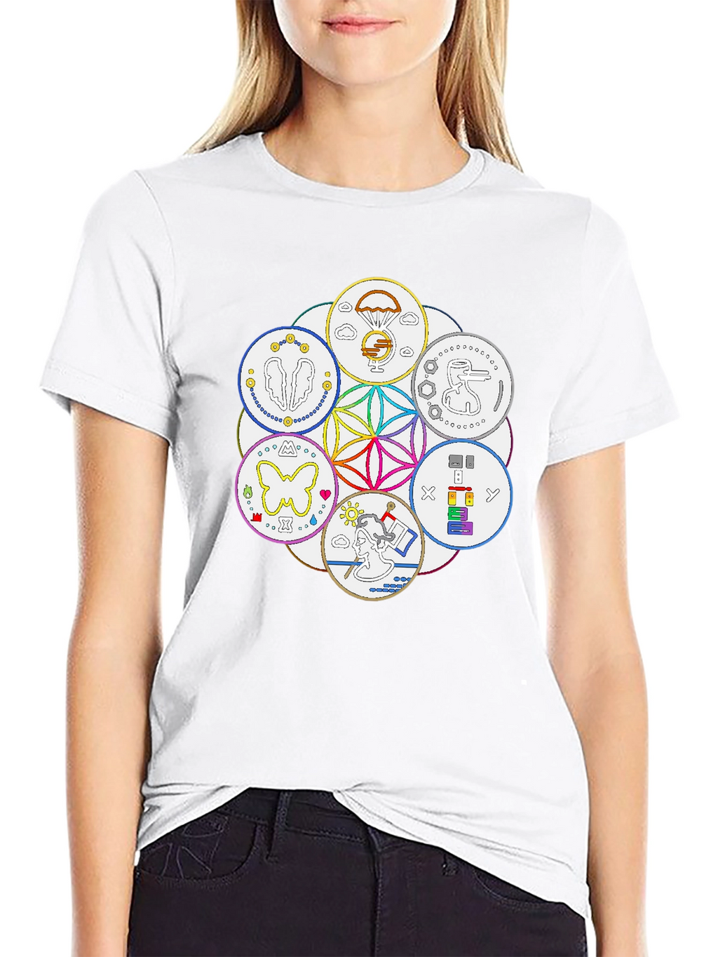 Unique Symbol Circle Graphic Tee - Black