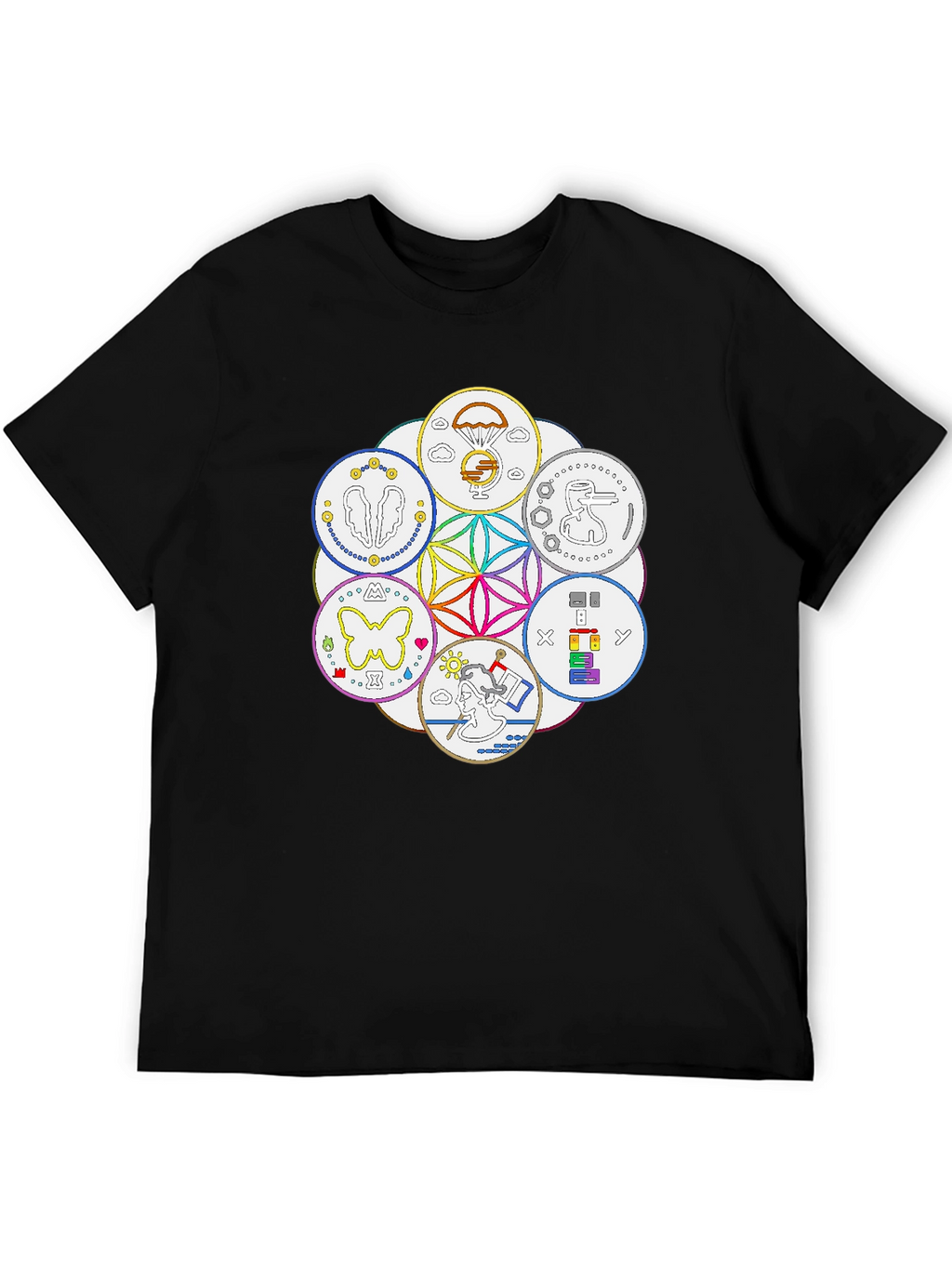 Unique Symbol Circle Graphic Tee - Black