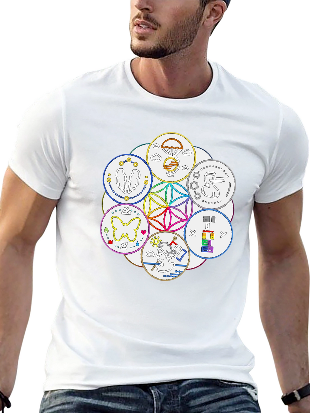 Unique Symbol Circle Graphic Tee - Black