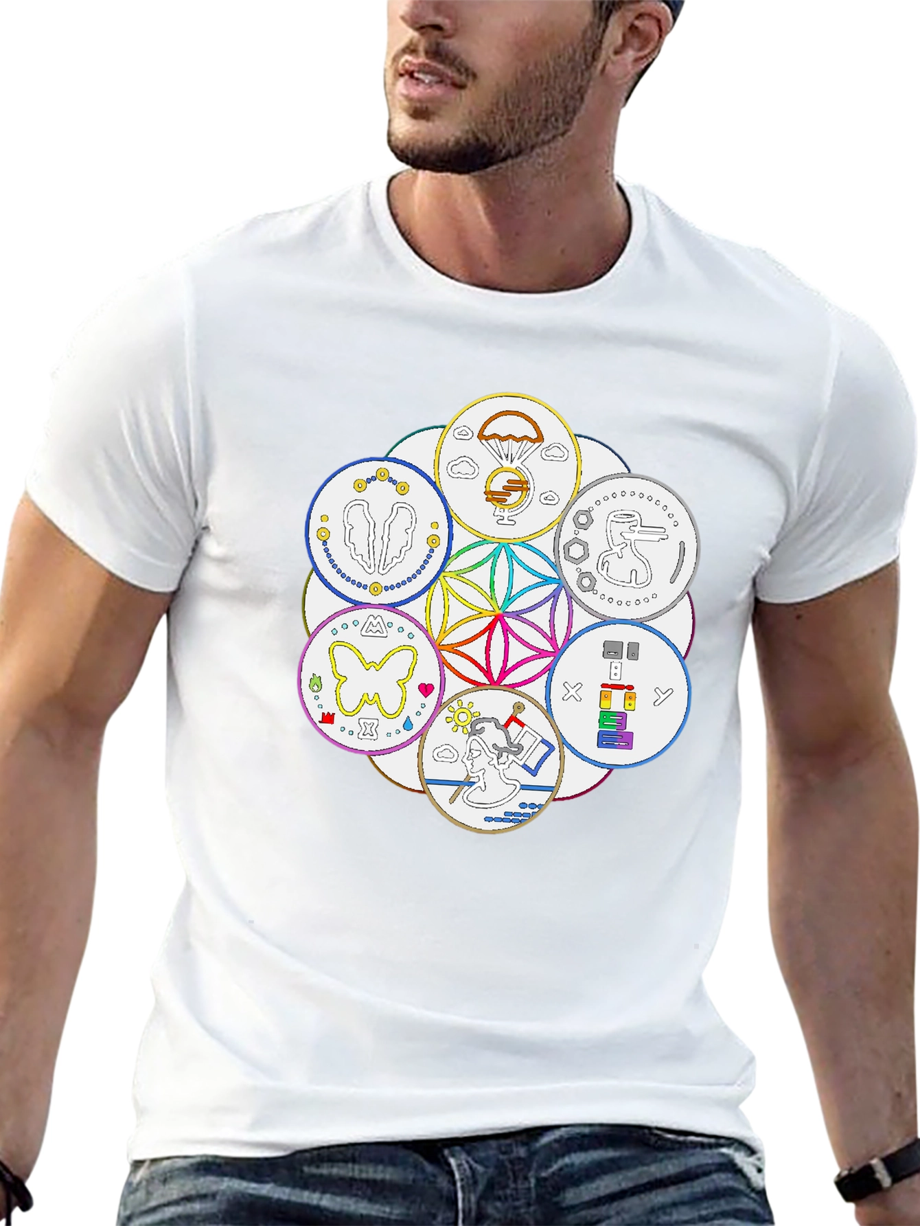 Unique Symbol Circle Graphic Tee - Black