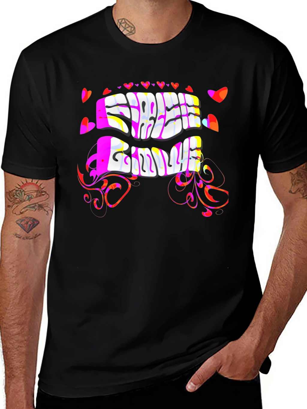 Free Love Psychedelic Black T-Shirt
