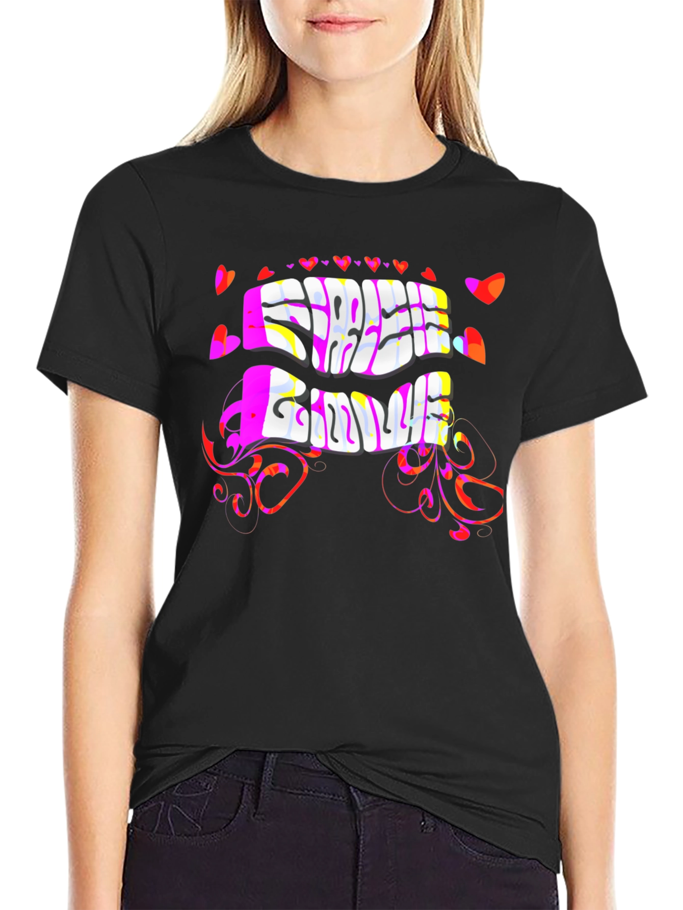Free Love Psychedelic Black T-Shirt
