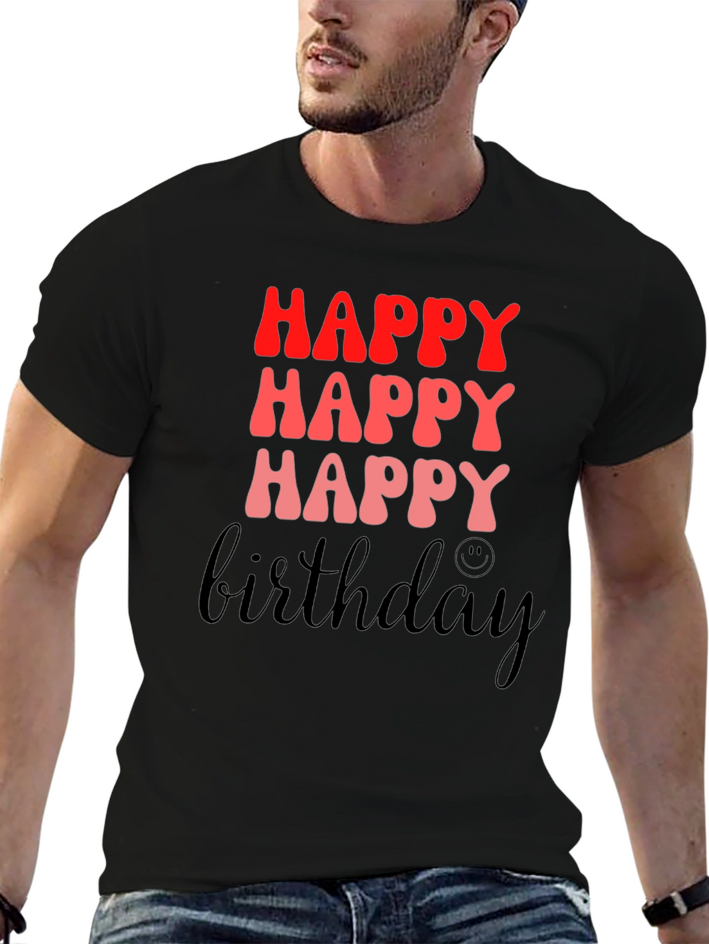 Happy Birthday Black Graphic T-Shirt