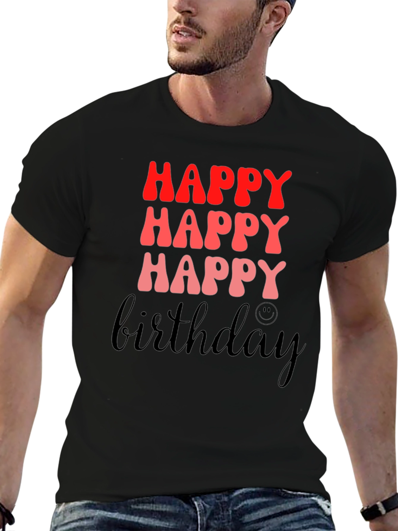 Happy Birthday Black Graphic T-Shirt