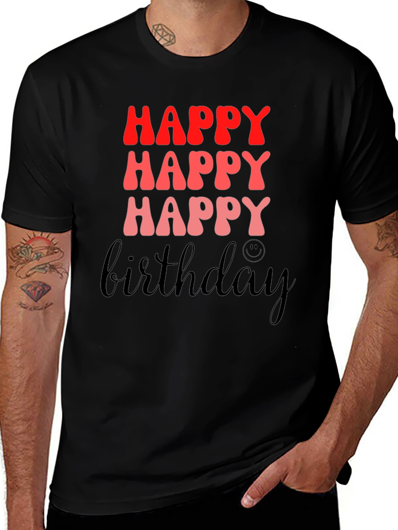 Happy Birthday Black Graphic T-Shirt