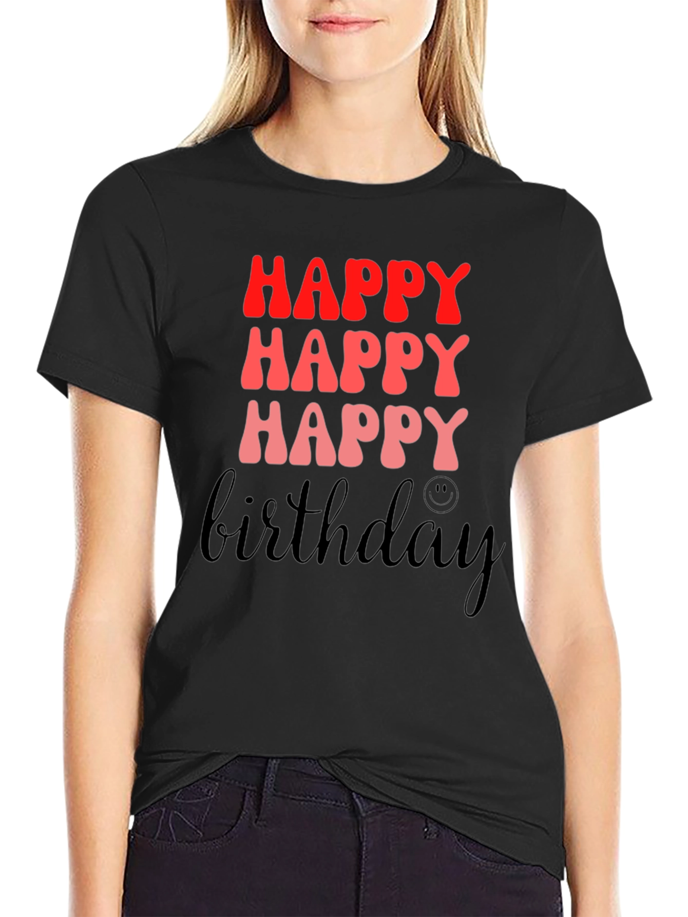 Happy Birthday Black Graphic T-Shirt