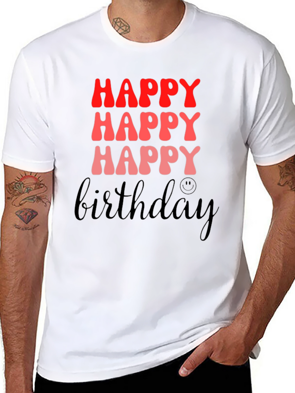 Happy Birthday Black Graphic T-Shirt