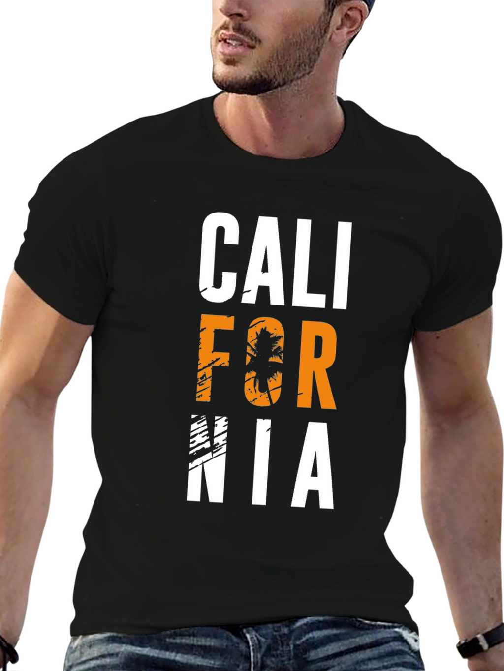 California Palm Tree Graphic Black T-Shirt
