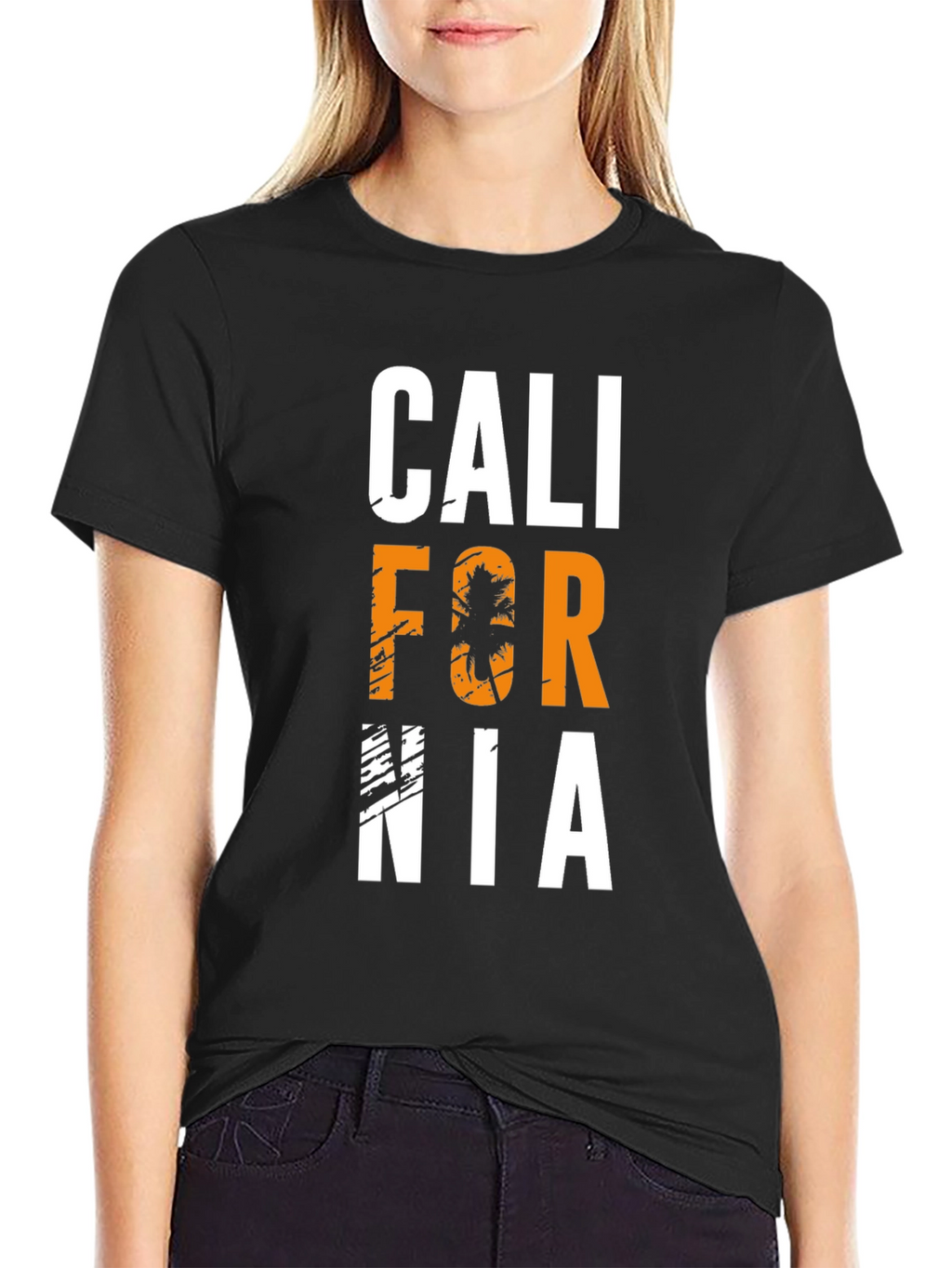 California Palm Tree Graphic Black T-Shirt