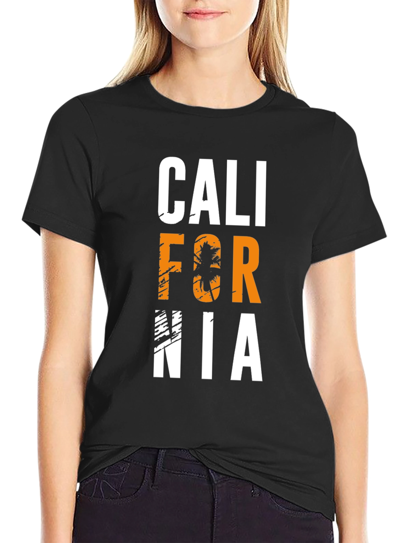 California Palm Tree Graphic Black T-Shirt