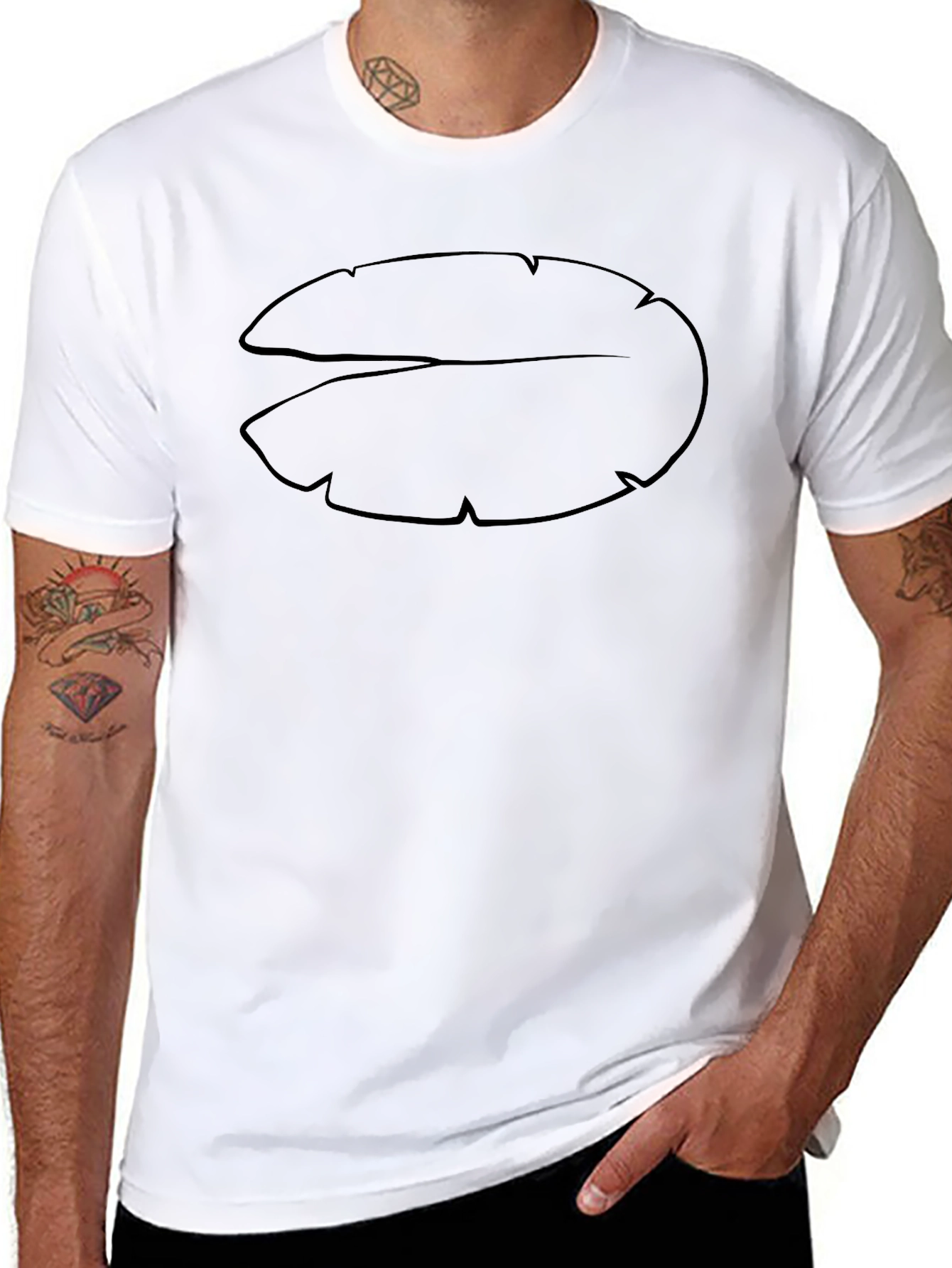 Abstract Leaf Design Black T-Shirt