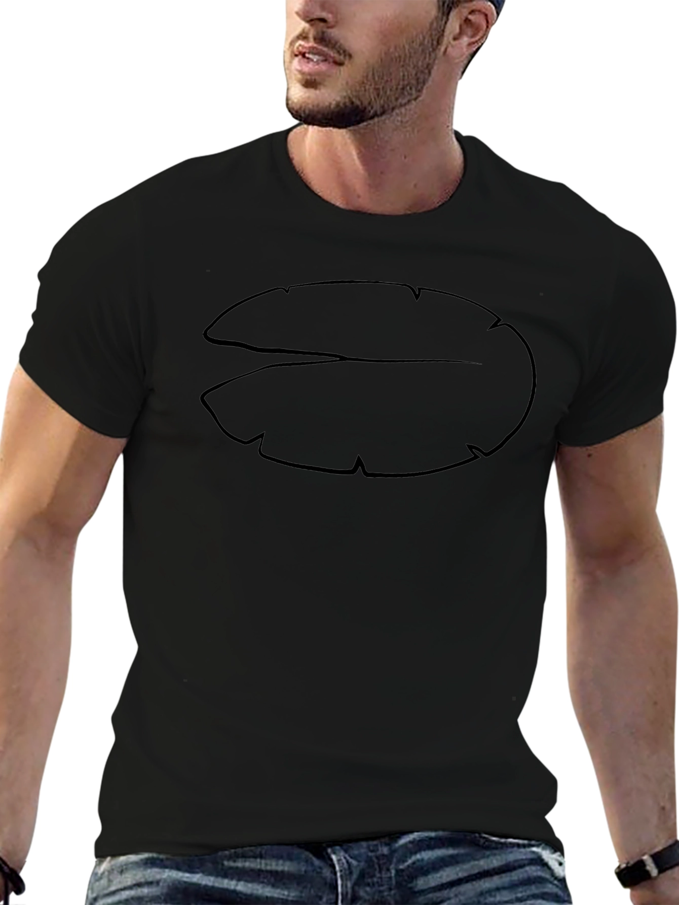Abstract Leaf Design Black T-Shirt