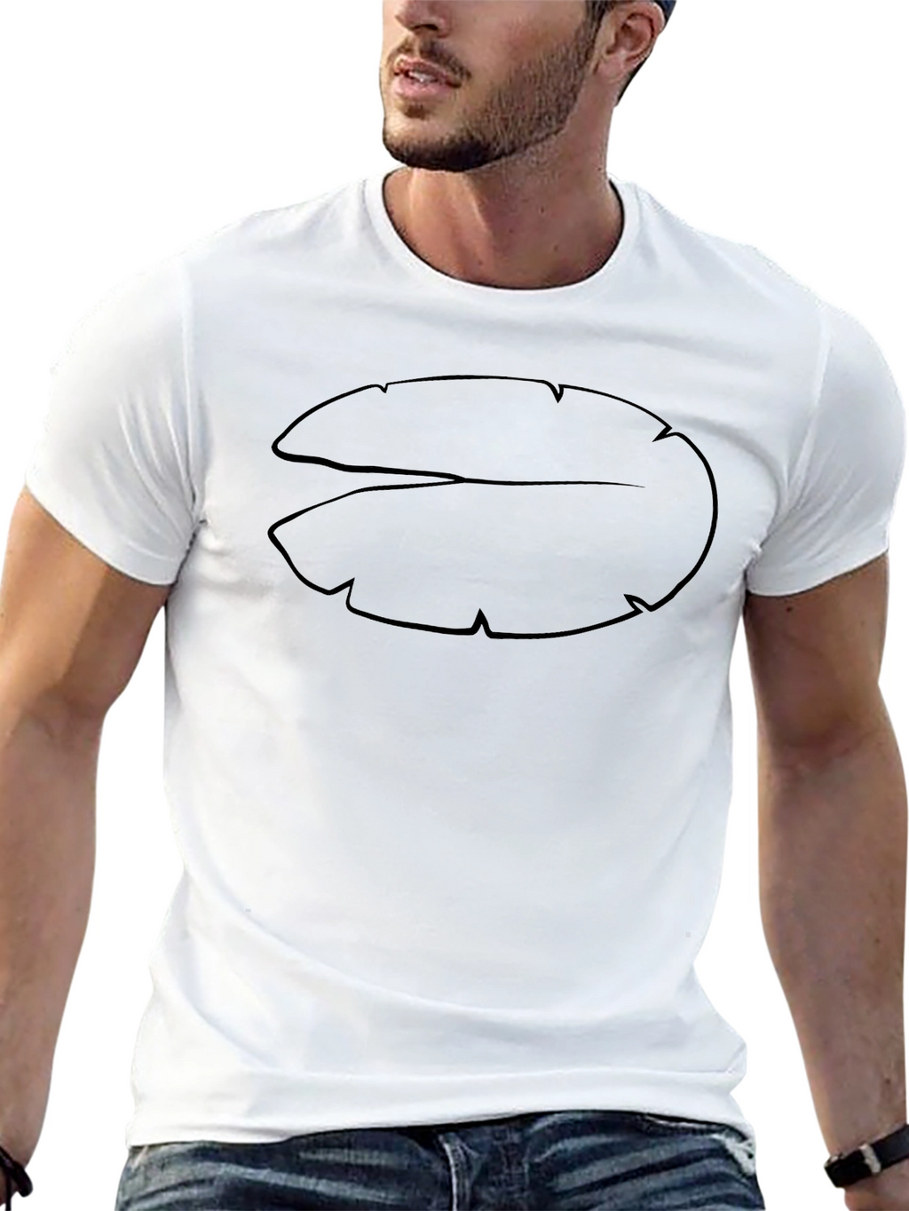 Abstract Leaf Design Black T-Shirt