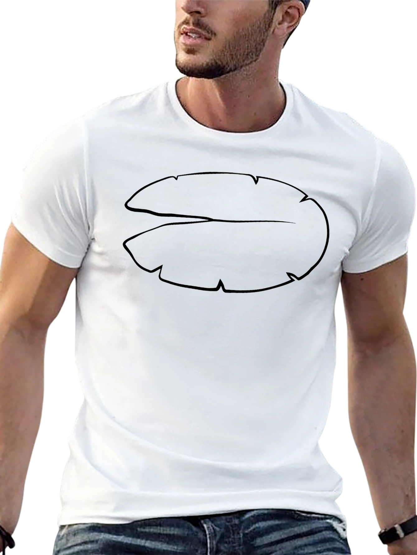 Abstract Leaf Design Black T-Shirt