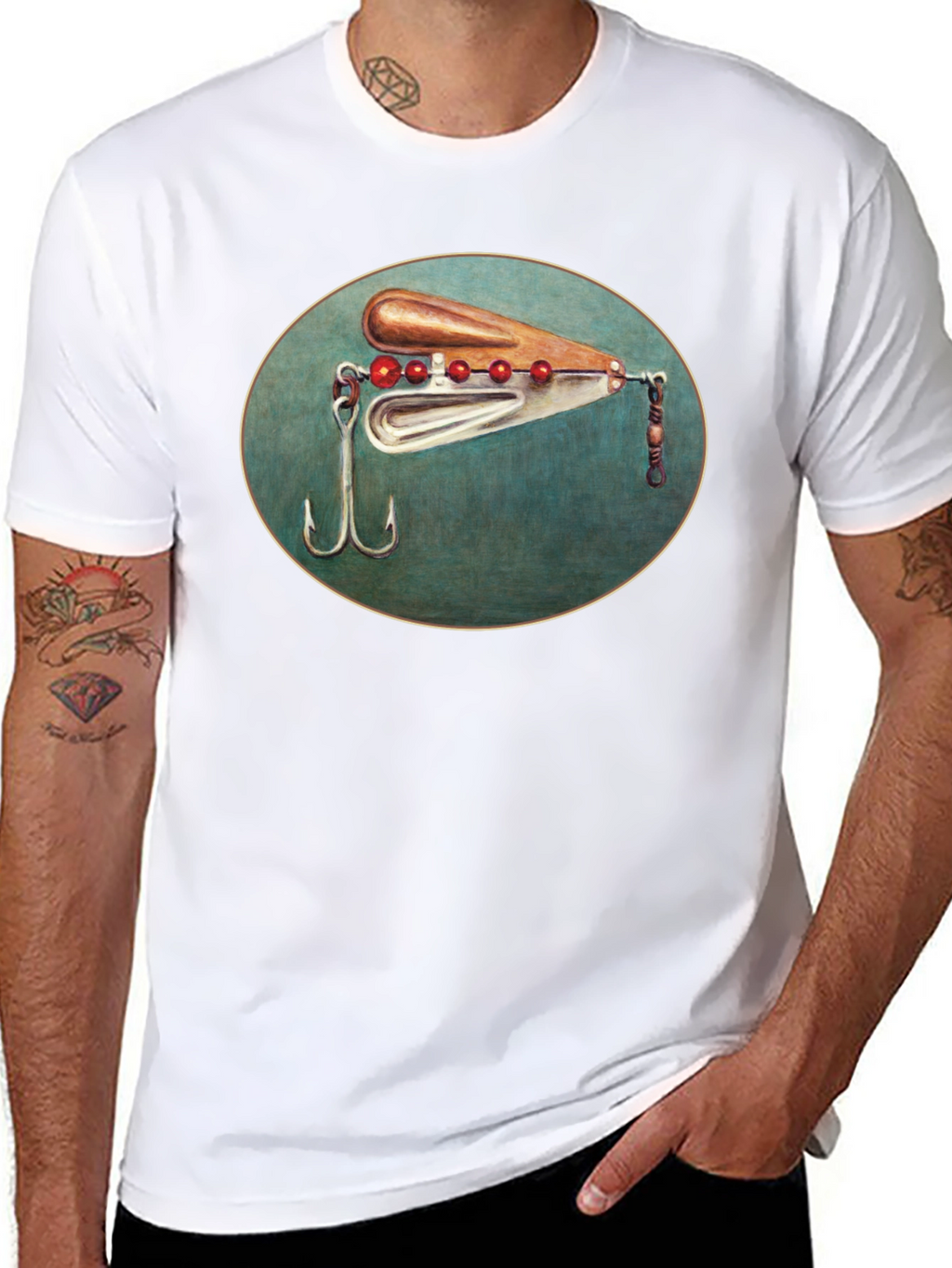 Fishing Lure Graphic Tee - Black Cotton T-Shirt