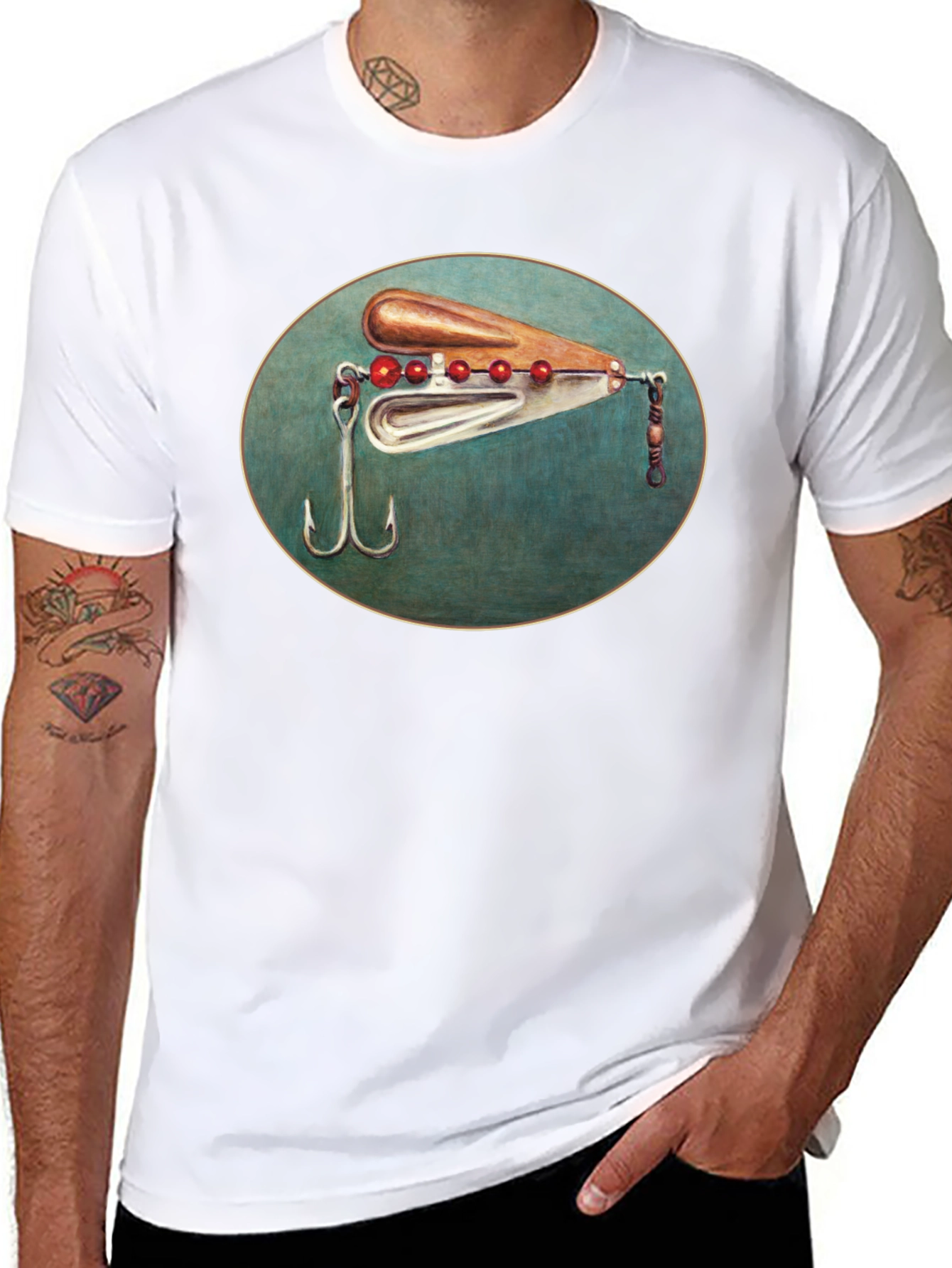 Fishing Lure Graphic Tee - Black Cotton T-Shirt