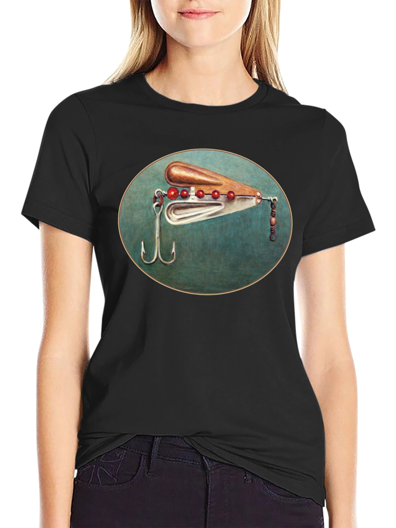 Fishing Lure Graphic Tee - Black Cotton T-Shirt