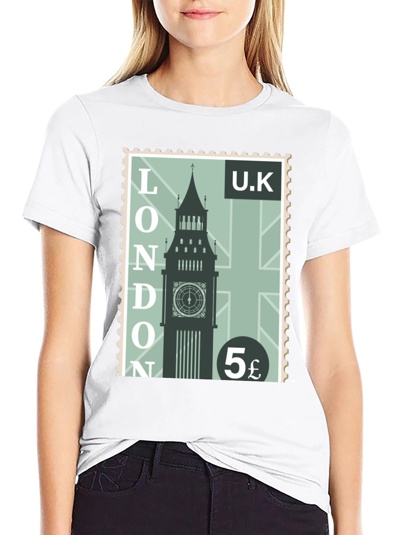 London UK Big Ben Stamp Graphic Tee - Retro Cool