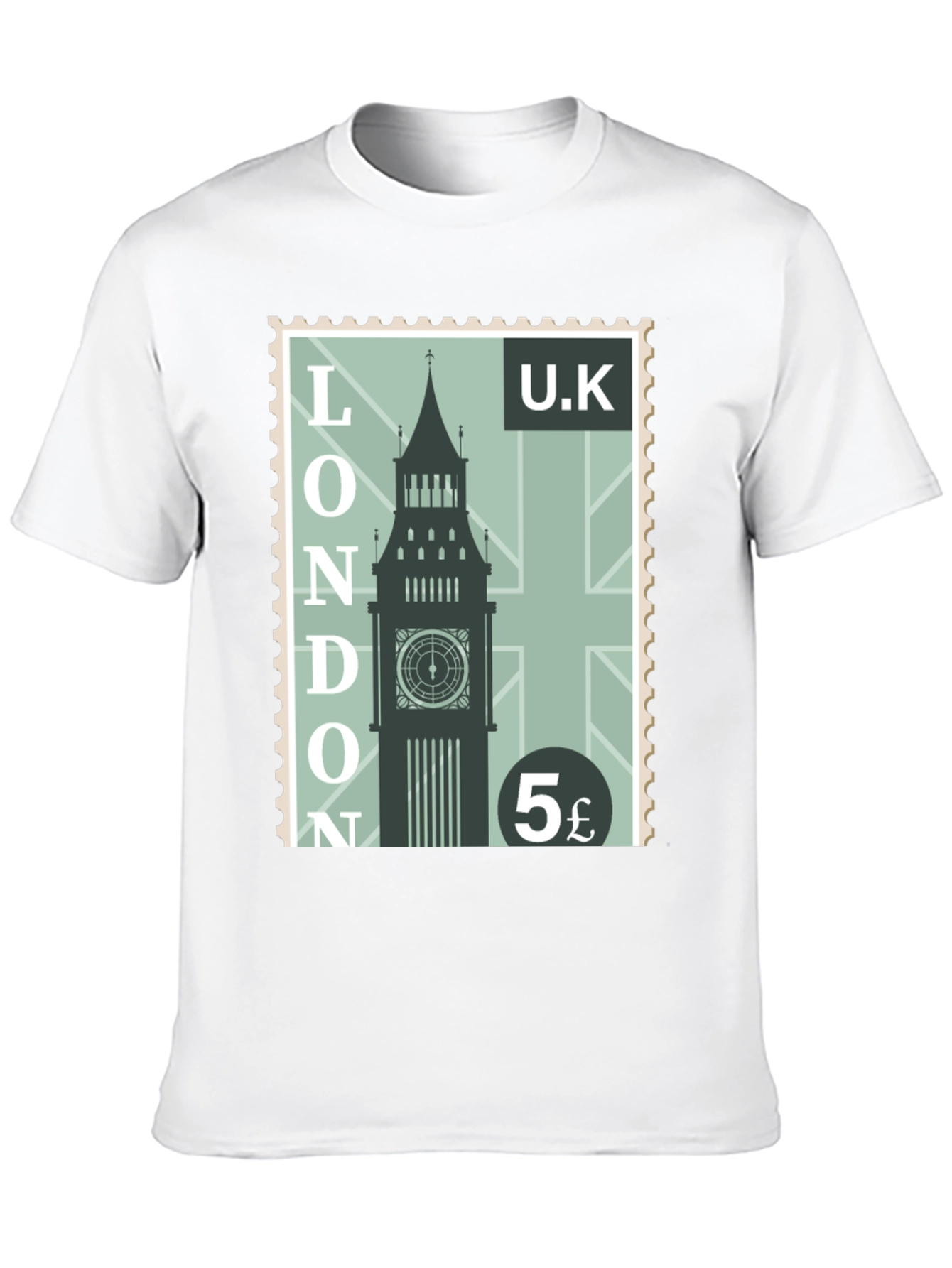 London UK Big Ben Stamp Graphic Tee - Retro Cool