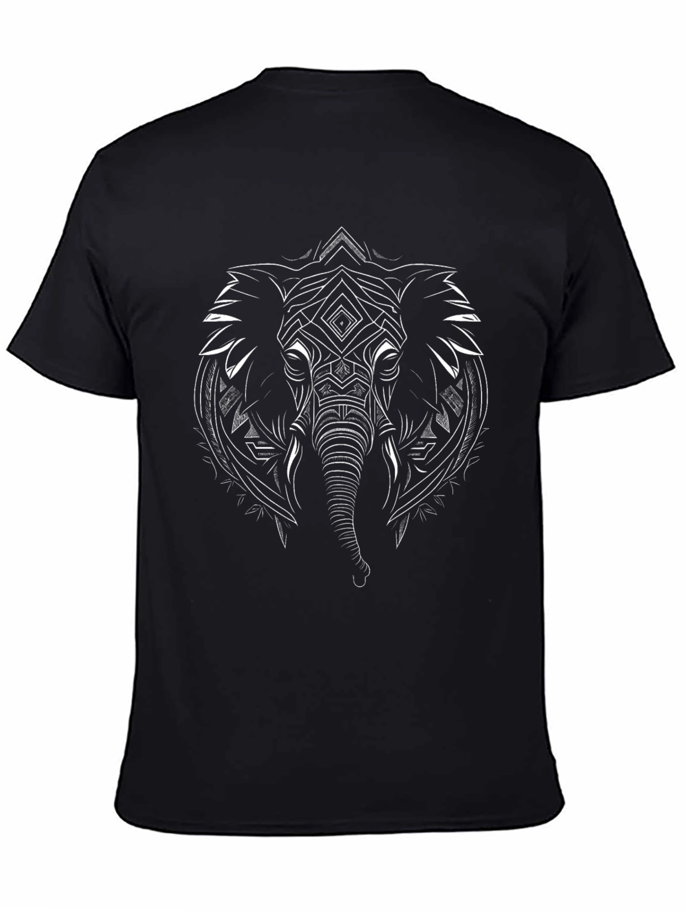 Geometric Elephant Graphic Tee - Stylish Mens Black T-Shirt