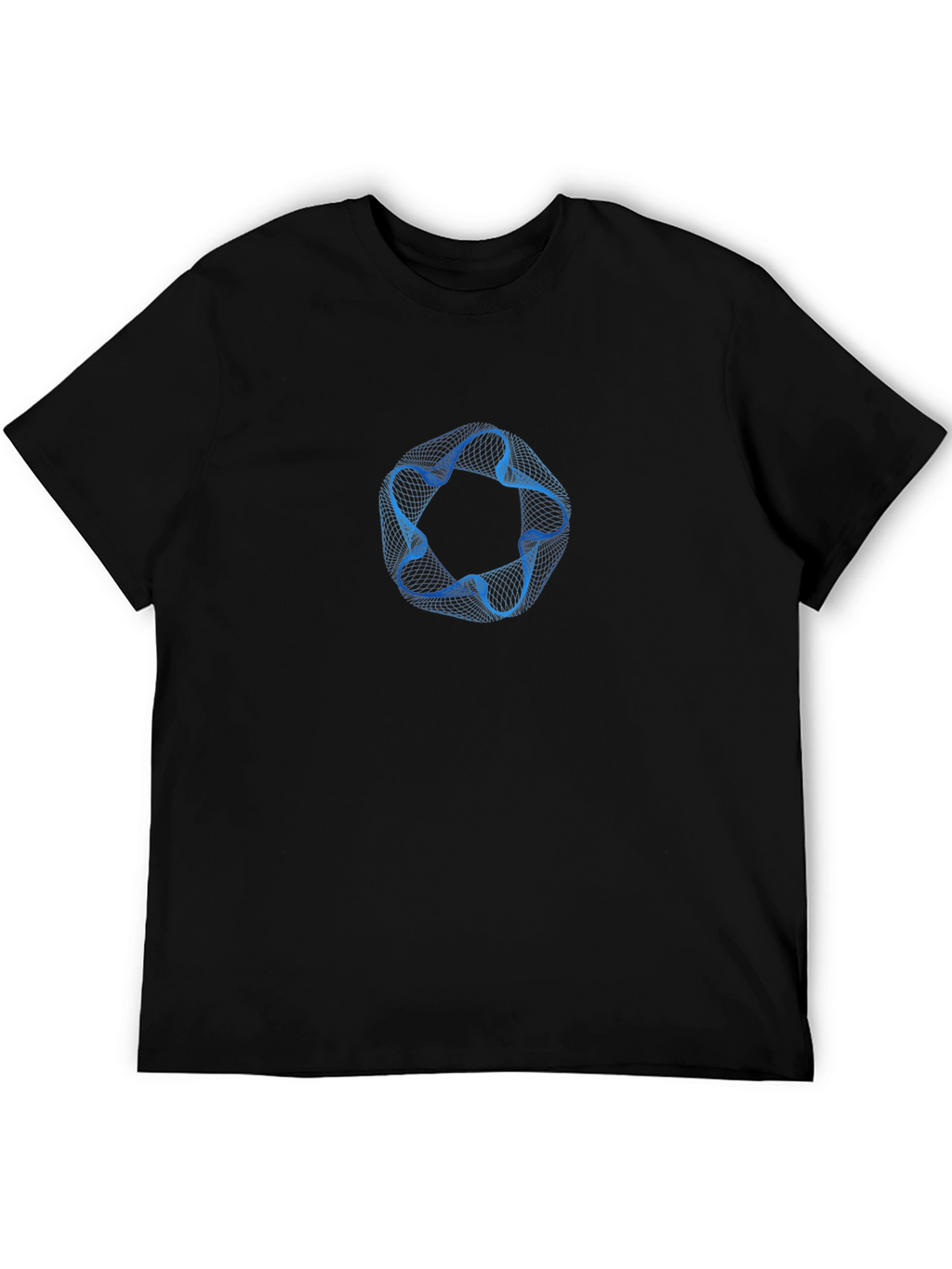 Abstract Blue Ring Graphic Mens Black T-Shirt