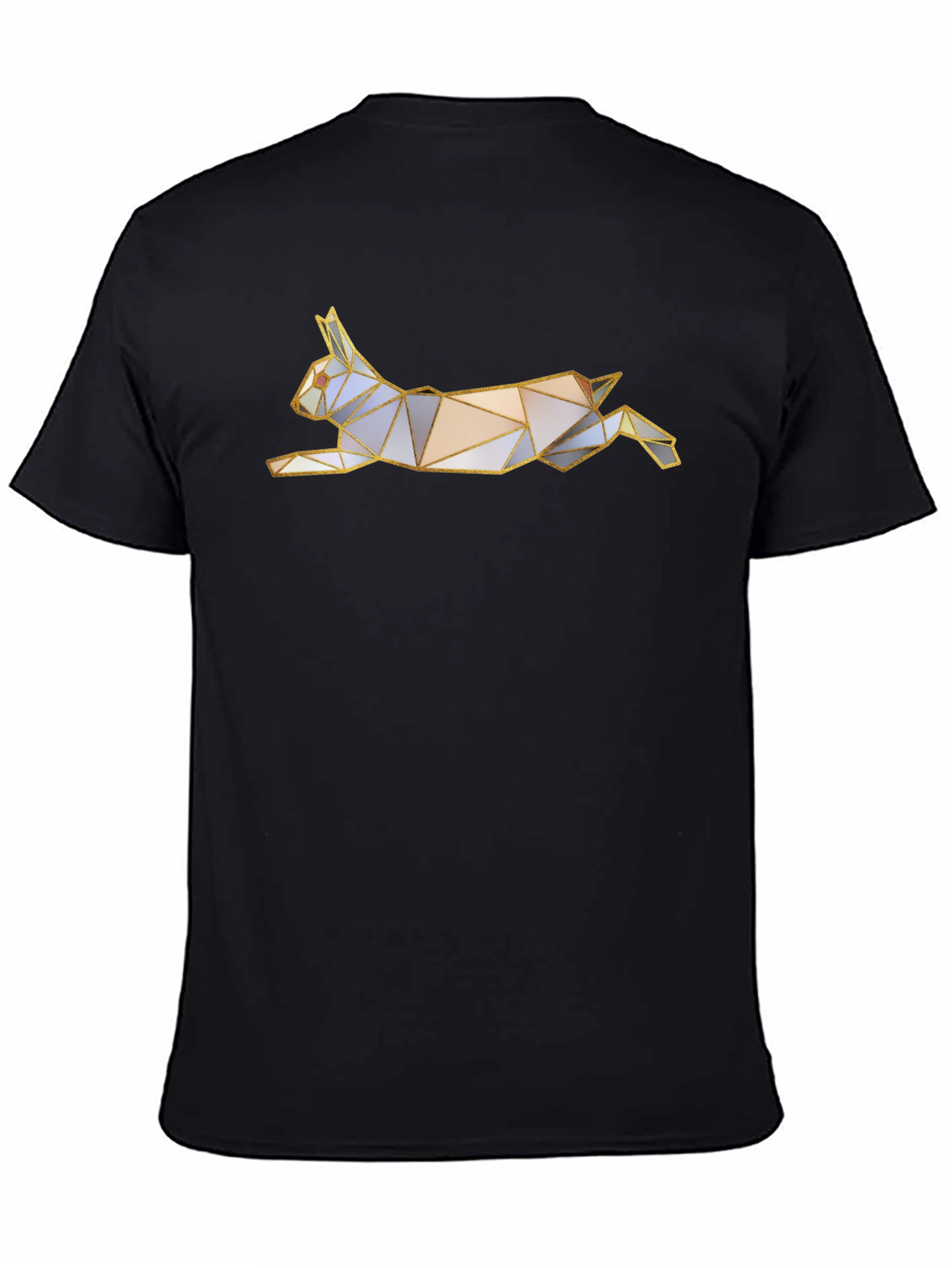 Geometric Rabbit Graphic Tee - Black