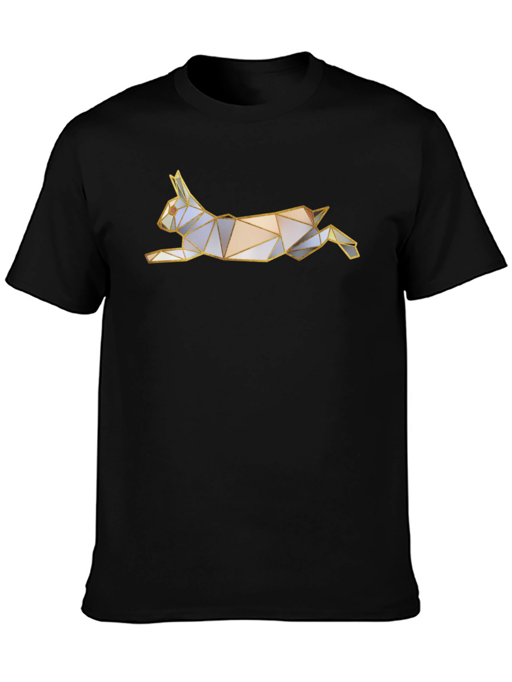 Geometric Rabbit Graphic Tee - Black