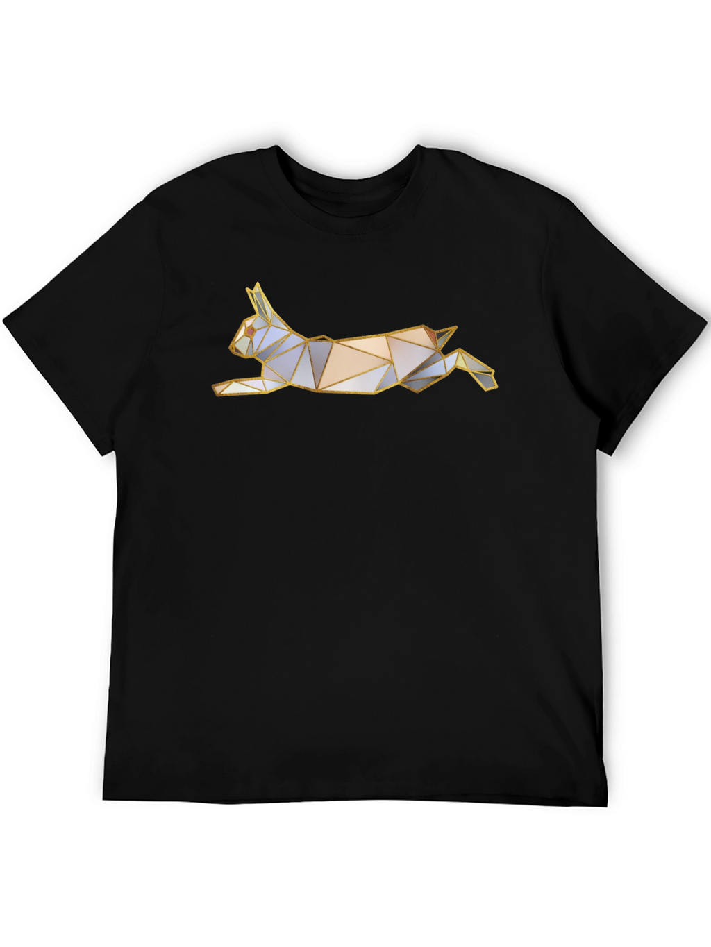Geometric Rabbit Graphic Tee - Black