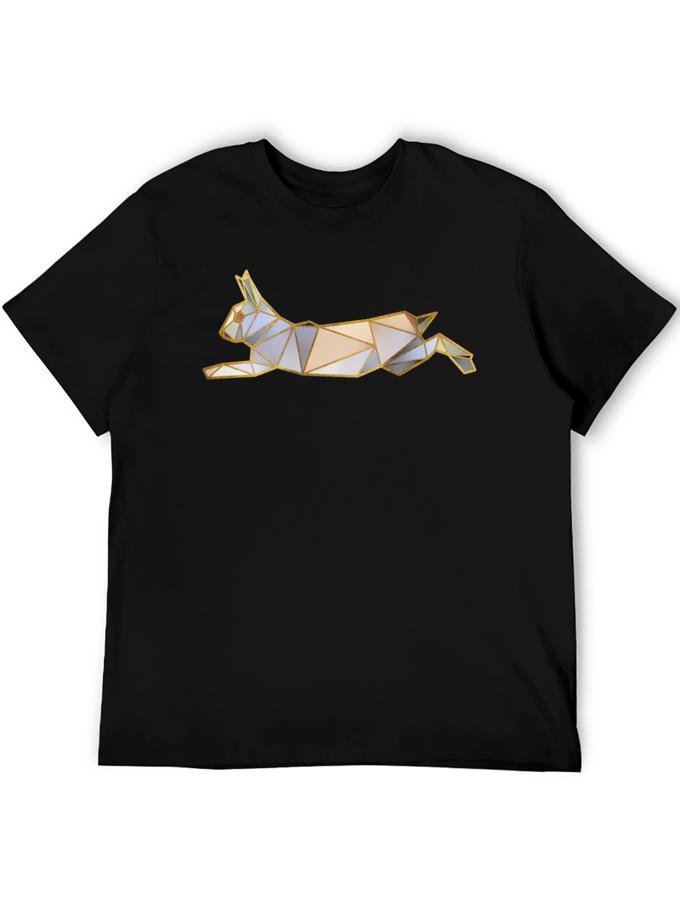 Geometric Rabbit Graphic Tee - Black
