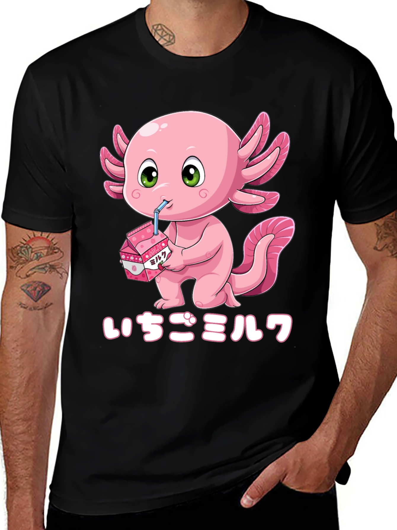 Axolotl Strawberry Milk T-Shirt - Kawaii Style