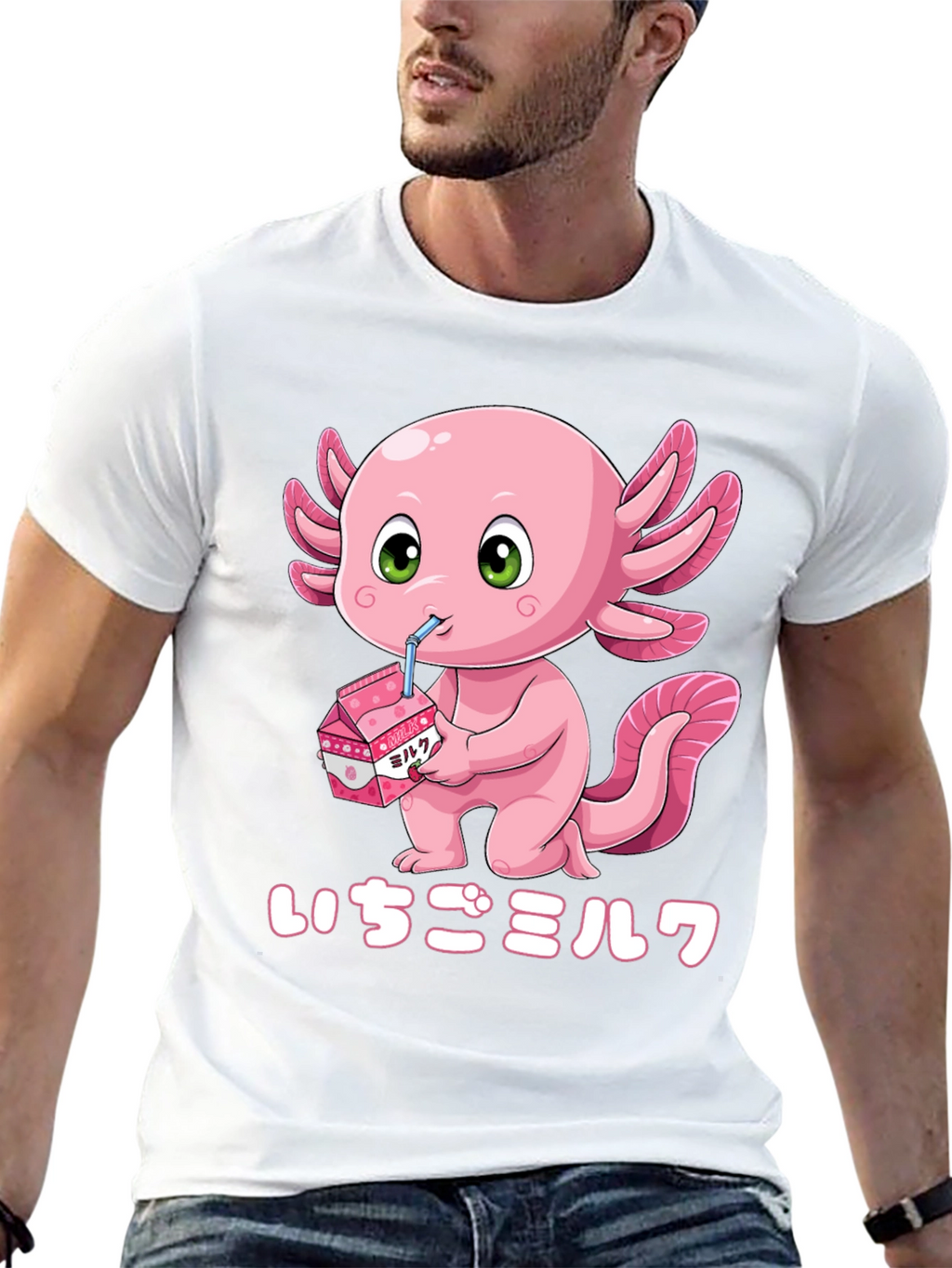 Axolotl Strawberry Milk T-Shirt - Kawaii Style