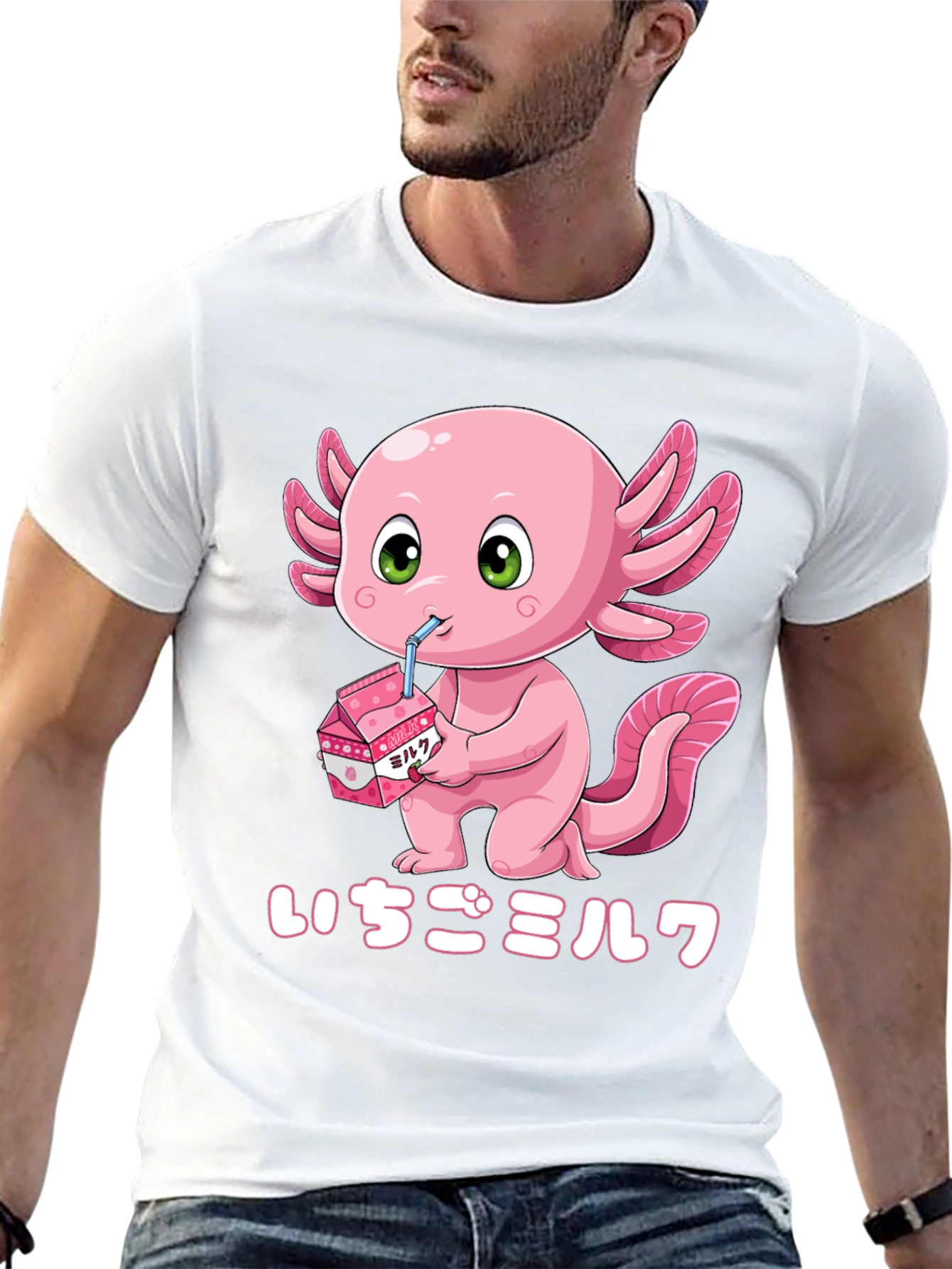 Axolotl Strawberry Milk T-Shirt - Kawaii Style