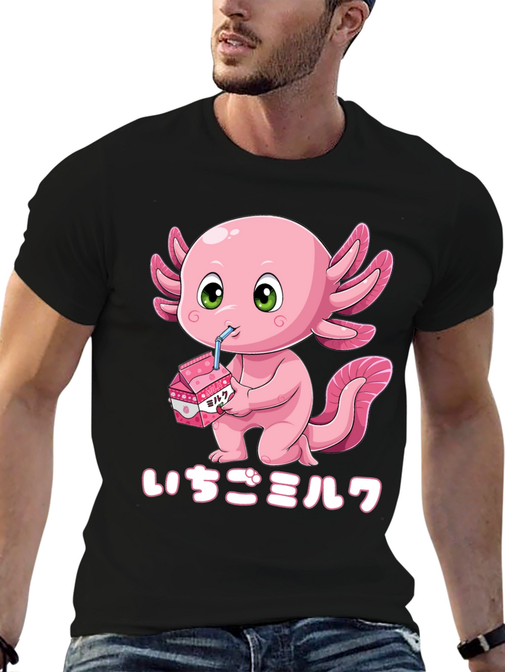 Axolotl Strawberry Milk T-Shirt - Kawaii Style