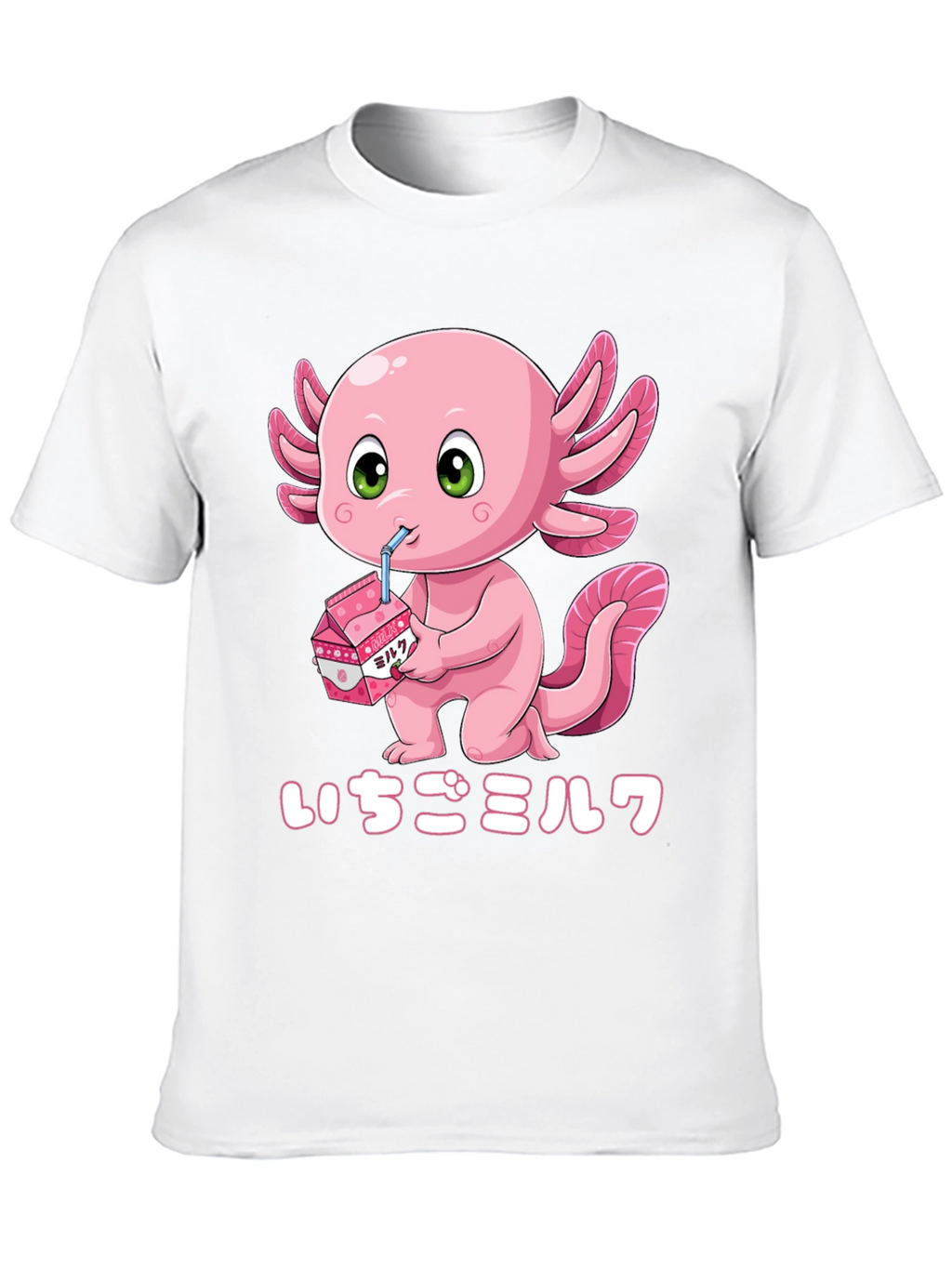 Axolotl Strawberry Milk T-Shirt - Kawaii Style