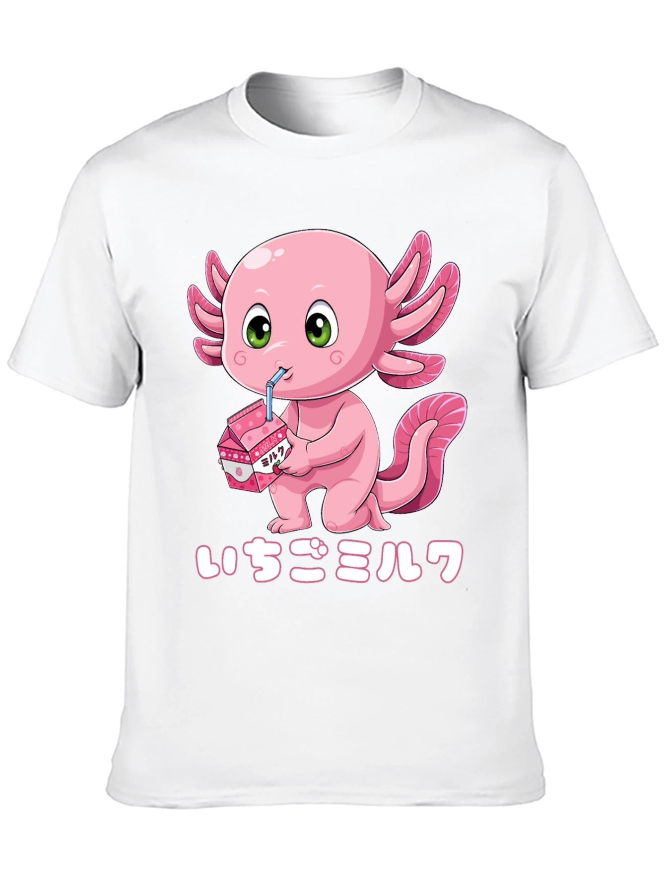 Axolotl Strawberry Milk T-Shirt - Kawaii Style