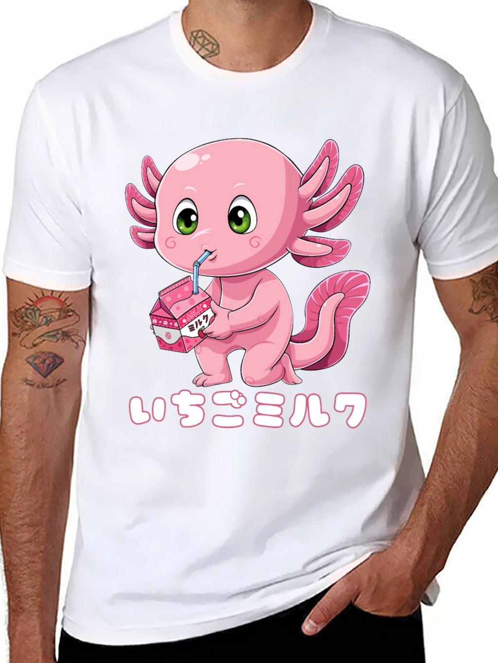 Axolotl Strawberry Milk T-Shirt - Kawaii Style
