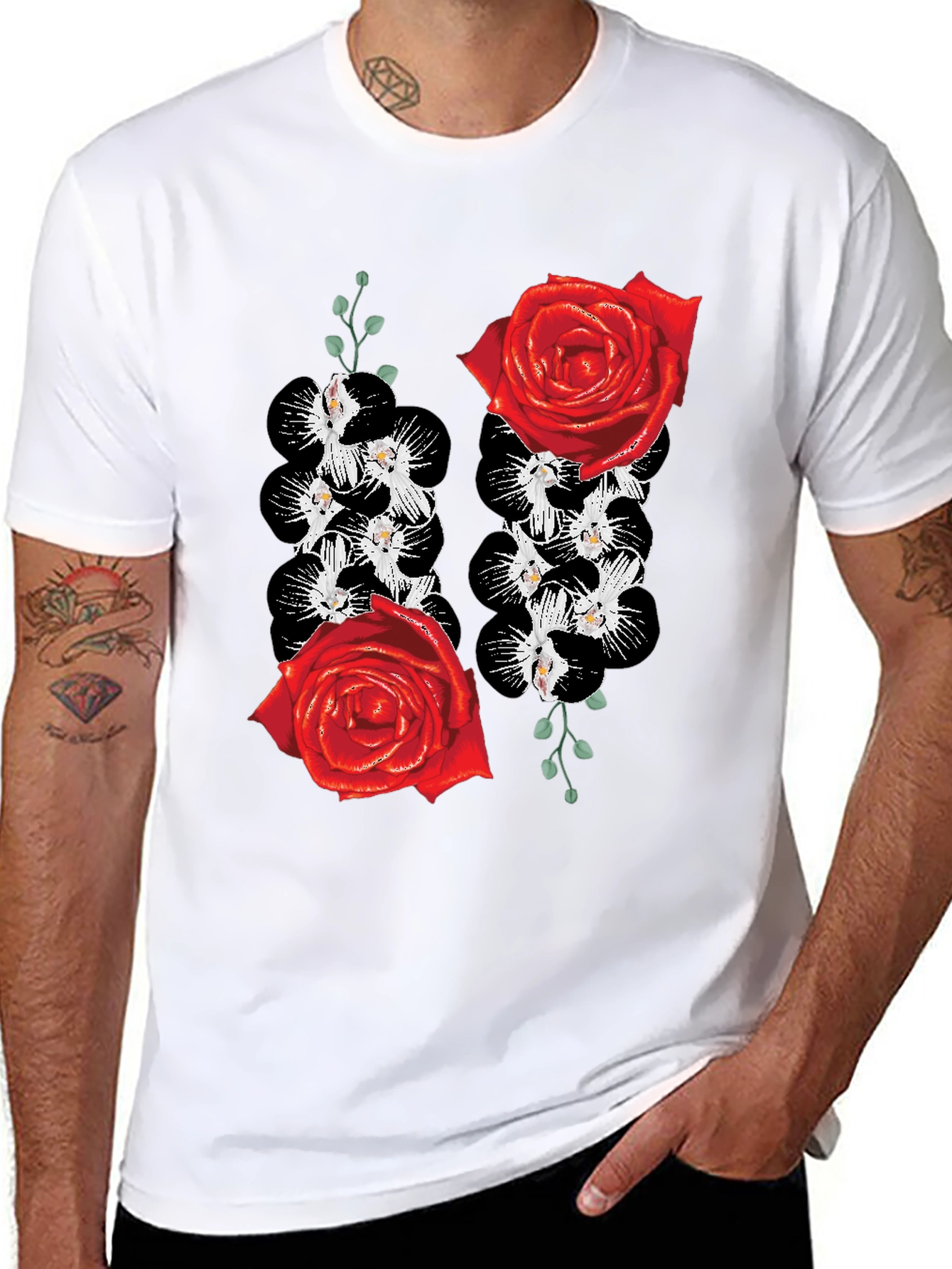 Floral Rose & Orchid Graphic Tee