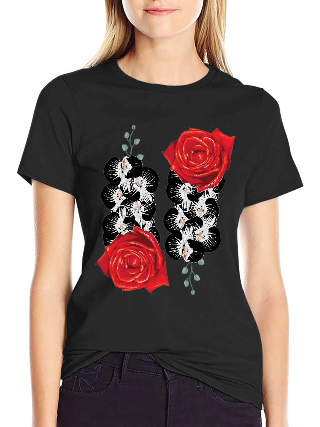Floral Rose & Orchid Graphic Tee