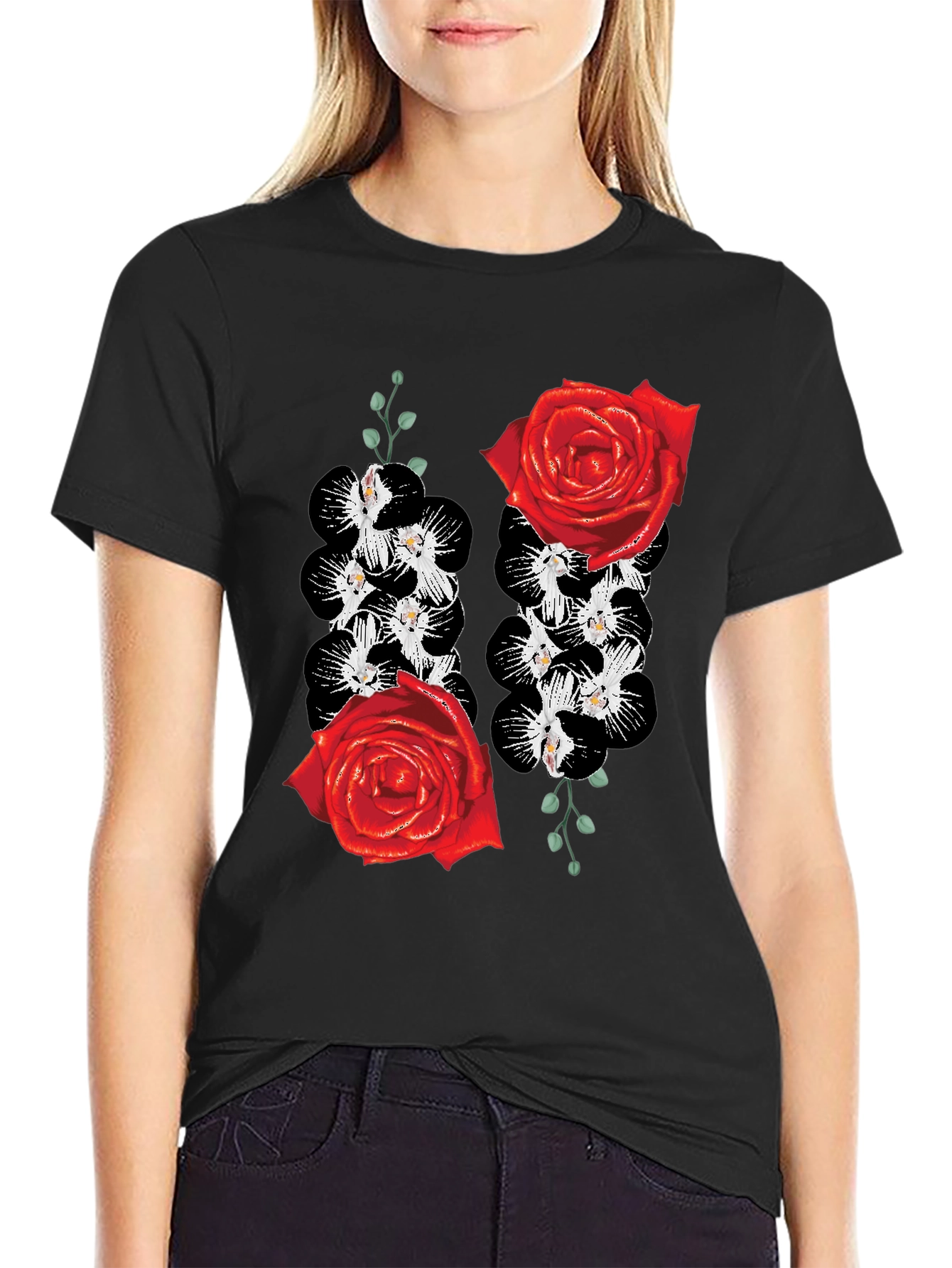 Floral Rose & Orchid Graphic Tee