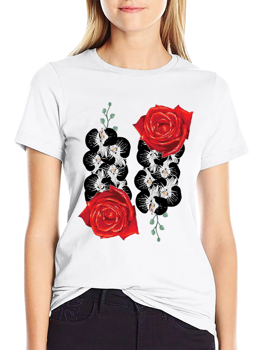 Floral Rose & Orchid Graphic Tee