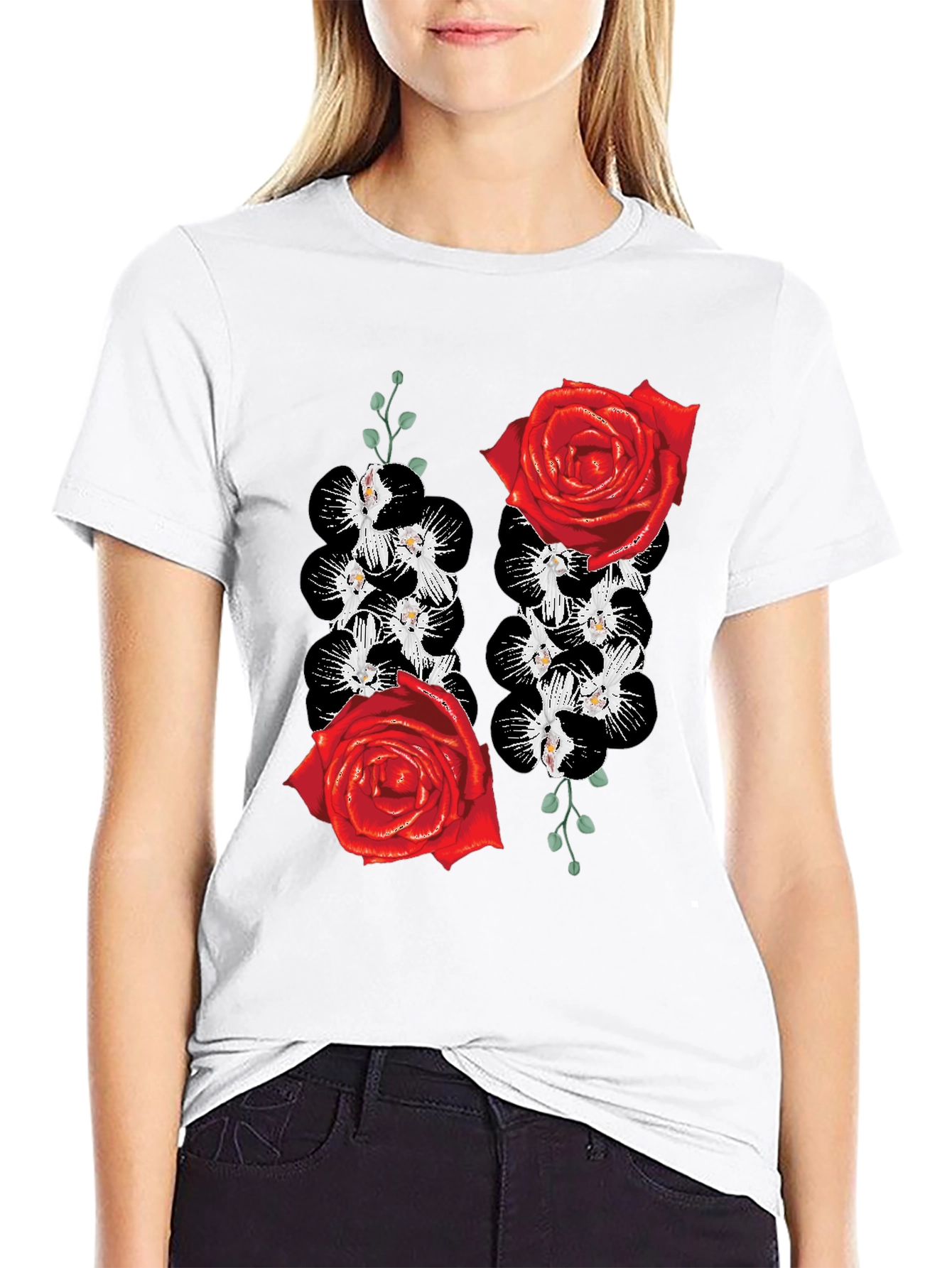 Floral Rose & Orchid Graphic Tee
