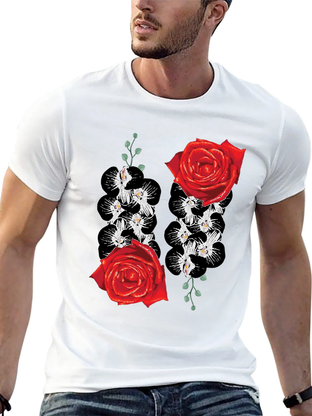 Floral Rose & Orchid Graphic Tee