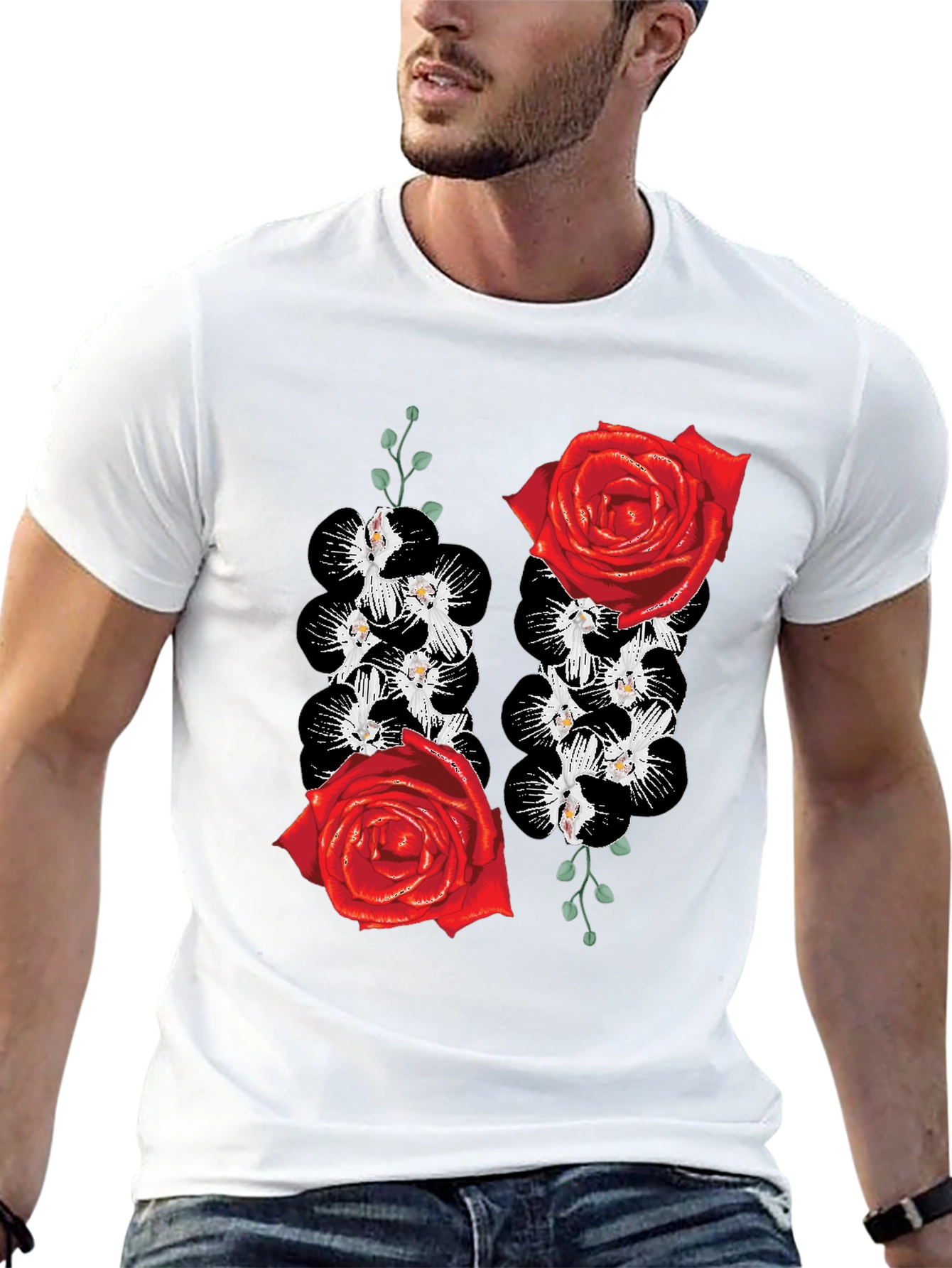 Floral Rose & Orchid Graphic Tee