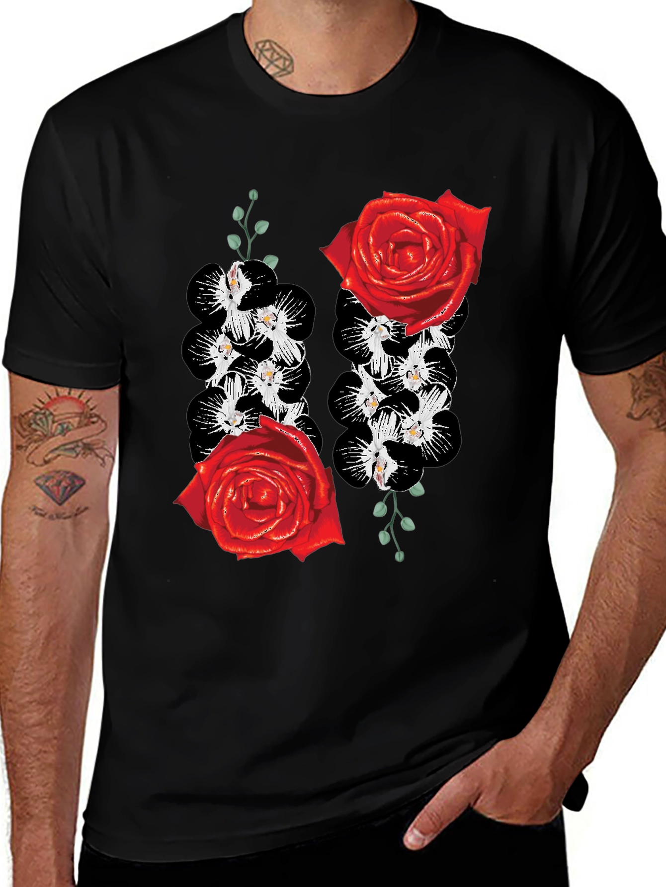 Floral Rose & Orchid Graphic Tee