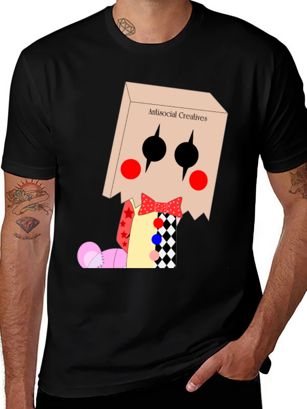 Antisocial Creatives T-Shirt: Bag Head Clown Design