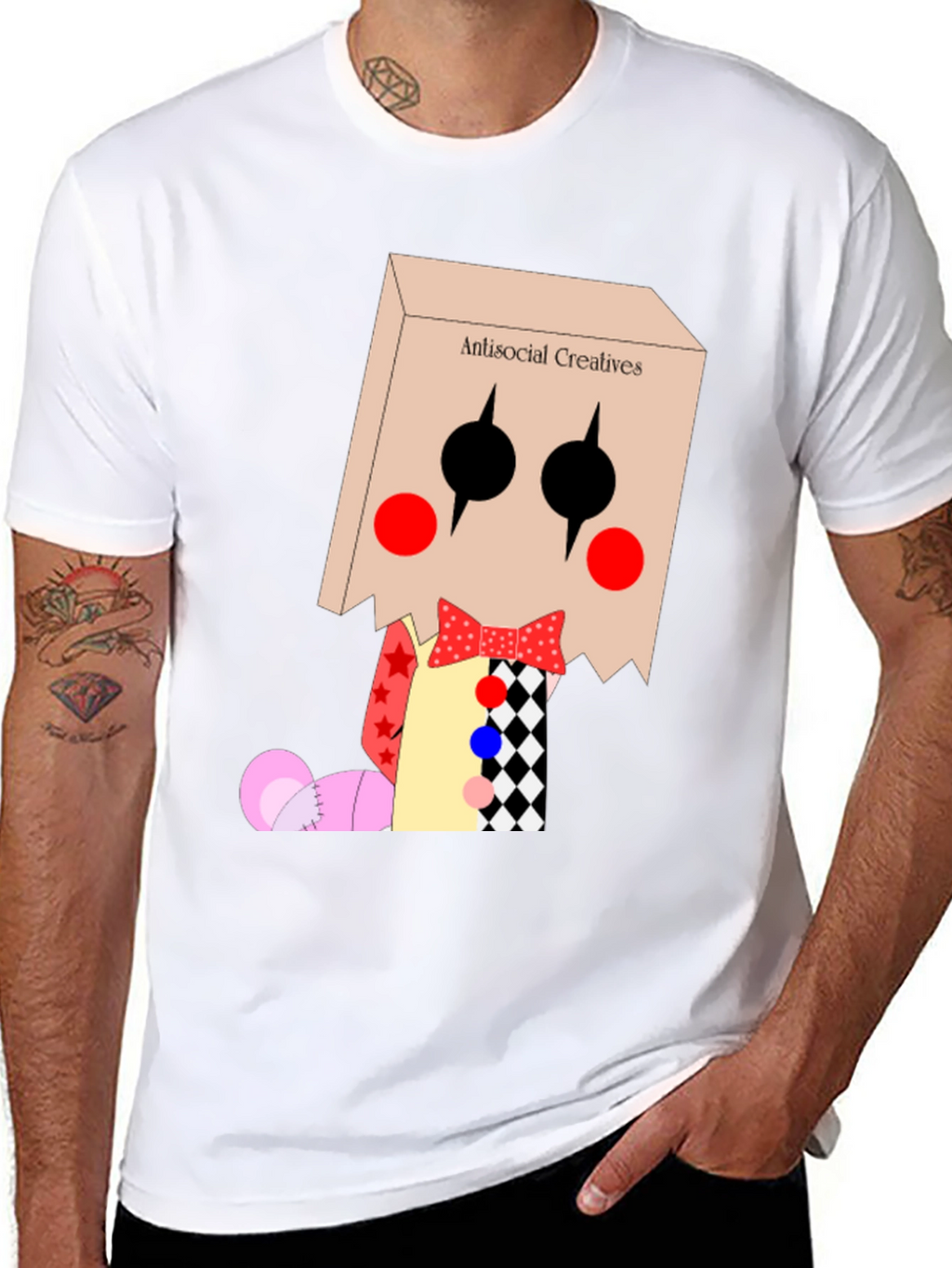 Antisocial Creatives T-Shirt: Bag Head Clown Design
