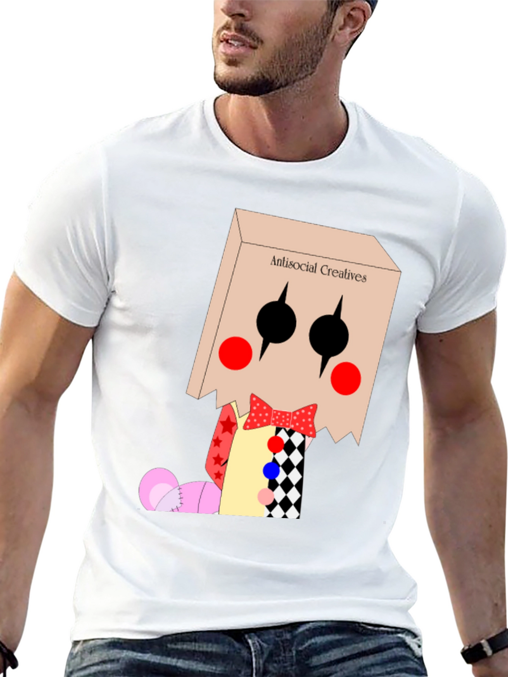 Antisocial Creatives T-Shirt: Bag Head Clown Design